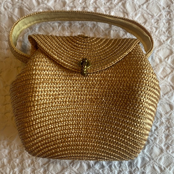Vintage Brass Handle Mini Straw Bag - Picture 16 of 16